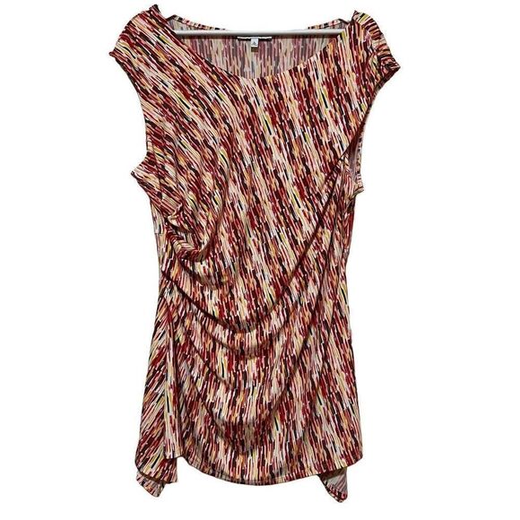CHAUS New York Draped rouched blouse multi color sleeveless - Picture 1 of 4